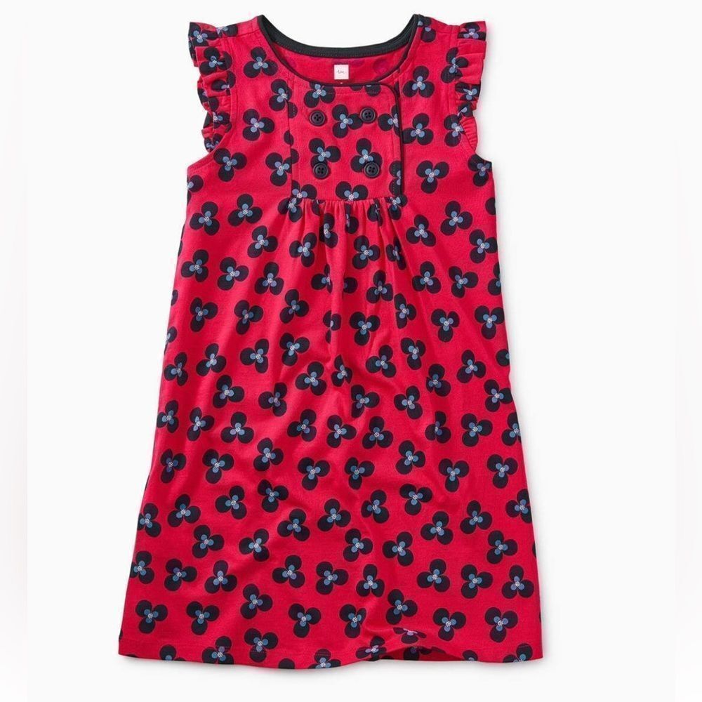 Tea Collection Girls Red Floral Dress Size 6